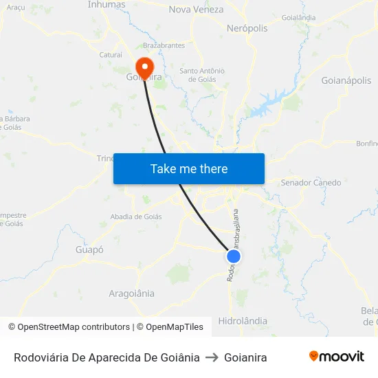 Rodoviária De Aparecida De Goiânia to Goianira map