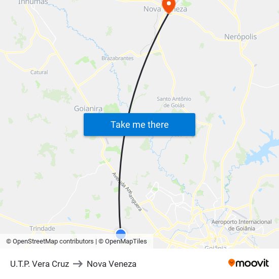 U.T.P. Vera Cruz to Nova Veneza map