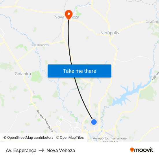 Av. Esperança to Nova Veneza map