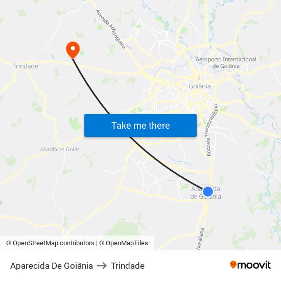 Aparecida De Goiânia to Trindade map