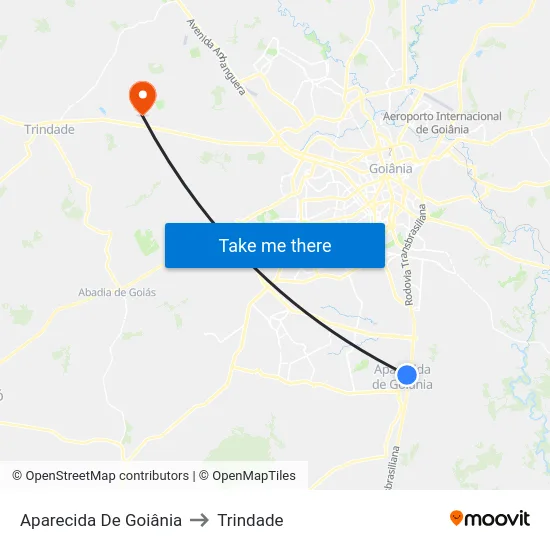 Aparecida De Goiânia to Trindade map