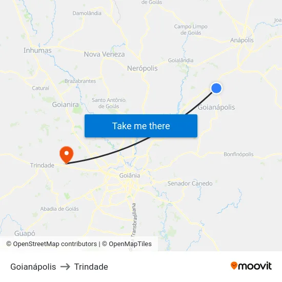 Goianápolis to Trindade map