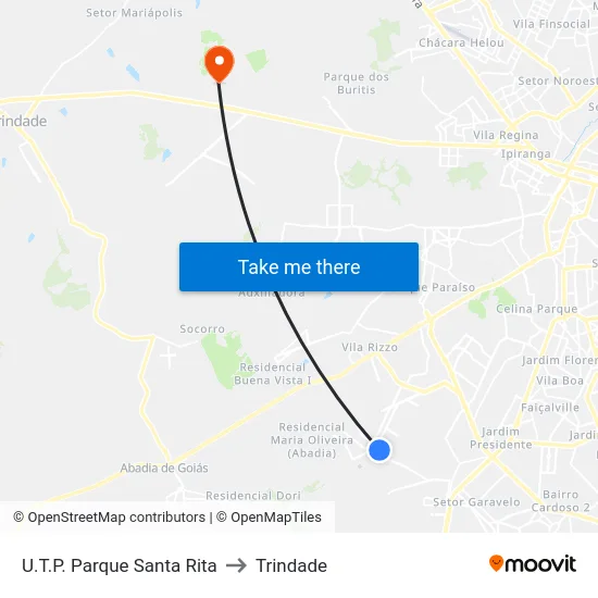 U.T.P. Parque Santa Rita to Trindade map