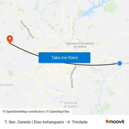 T. Sen. Canedo | Eixo Anhanguera to Trindade map