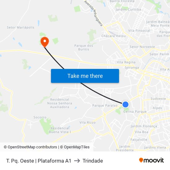 T. Pq. Oeste | Plataforma A1 to Trindade map