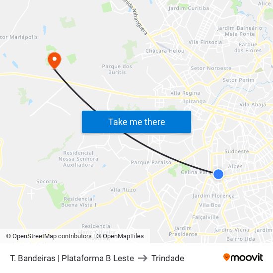 T. Bandeiras | Plataforma B Leste to Trindade map