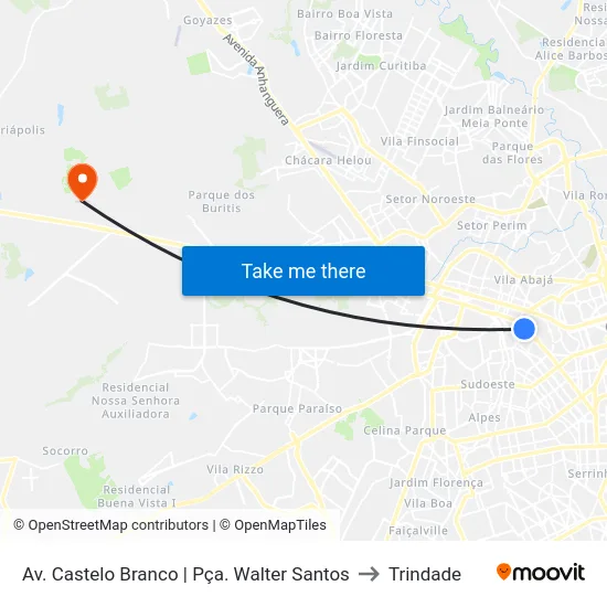 Av. Castelo Branco | Pça. Walter Santos to Trindade map