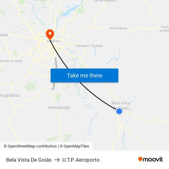 Bela Vista De Goiás to U.T.P. Aeroporto map