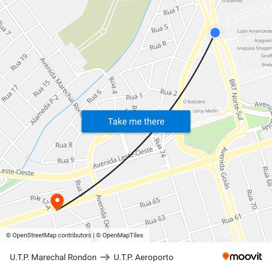 U.T.P. Marechal Rondon to U.T.P. Aeroporto map