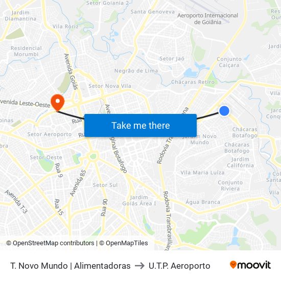 T. Novo Mundo | Alimentadoras to U.T.P. Aeroporto map