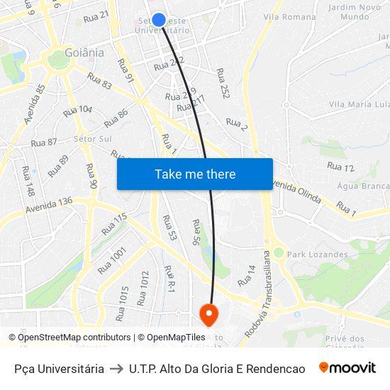 Pça Universitária to U.T.P. Alto Da Gloria E Rendencao map