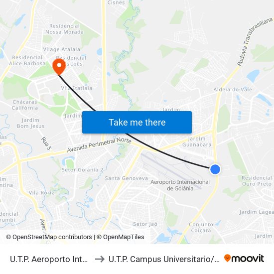 U.T.P. Aeroporto Internacional to U.T.P. Campus Universitario / Conj. Itatiaia map