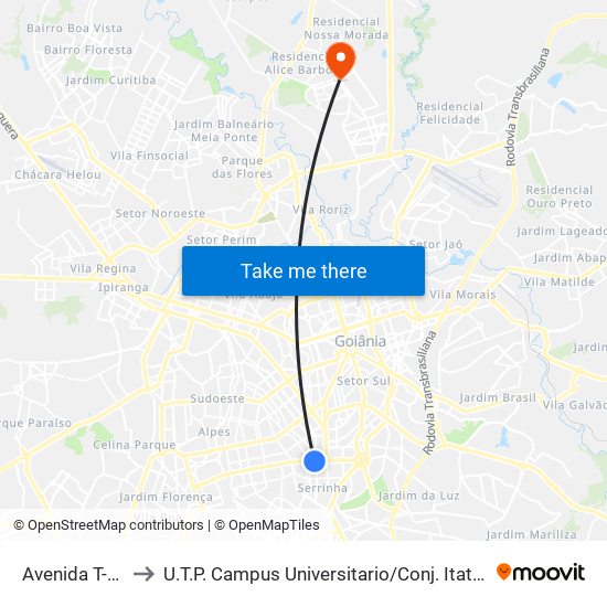 Avenida T-63 to U.T.P. Campus Universitario / Conj. Itatiaia map