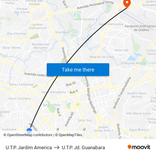 U.T.P. Jardim America to U.T.P. Jd. Guanabara map