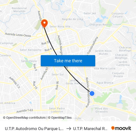 U.T.P. Autodromo Ou Parque Lozandes to U.T.P. Marechal Rondon map