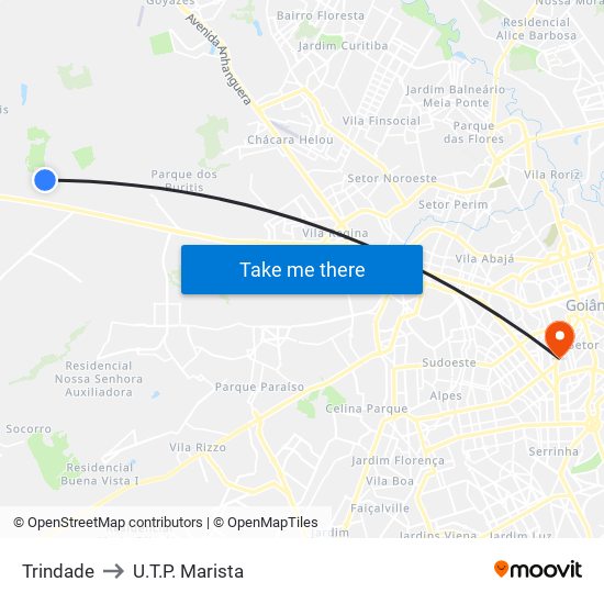 Trindade to U.T.P. Marista map