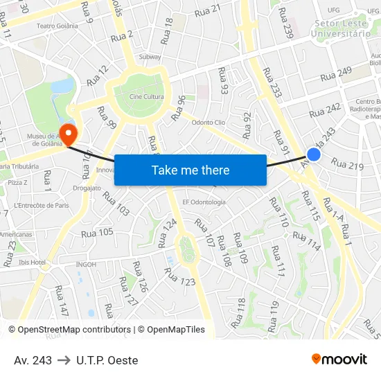 Av. 243 to U.T.P. Oeste map
