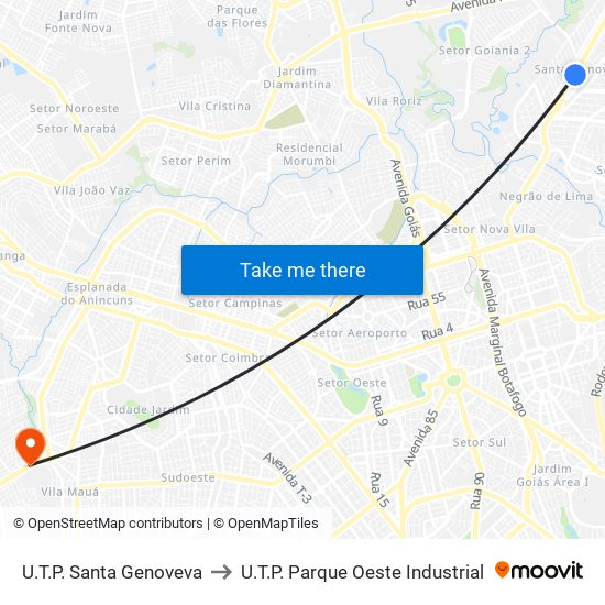 U.T.P. Santa Genoveva to U.T.P. Parque Oeste Industrial map