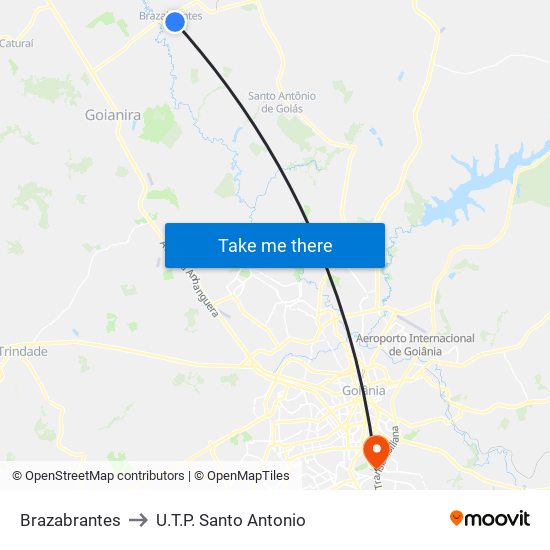 Brazabrantes to U.T.P. Santo Antonio map