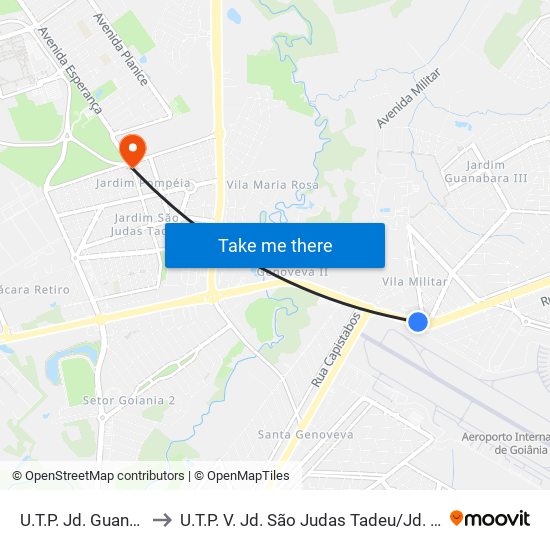 U.T.P. Jd. Guanabara to U.T.P. V. Jd. São Judas Tadeu / Jd. Pompeia map