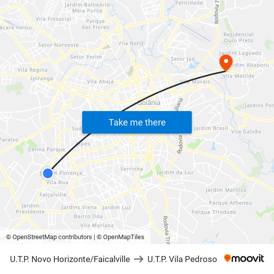 U.T.P. Novo Horizonte/Faicalville to U.T.P. Vila Pedroso map