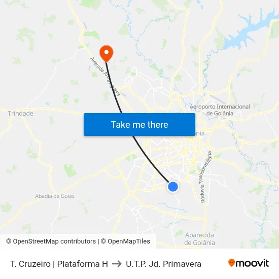 T. Cruzeiro | Plataforma H to U.T.P. Jd. Primavera map