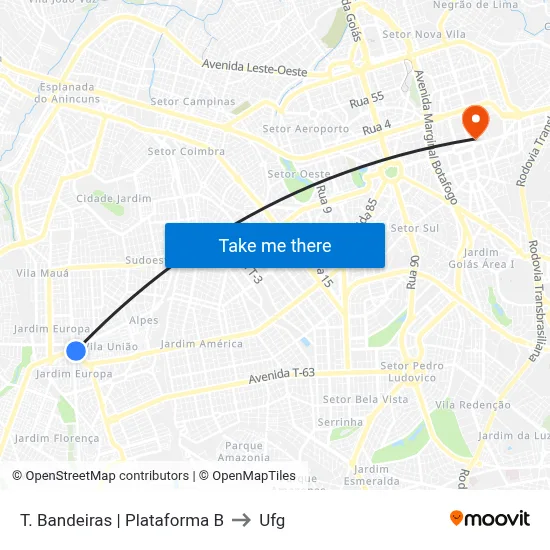 T. Bandeiras | Plataforma B to Ufg map