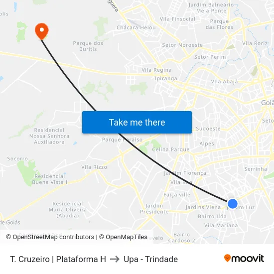 T. Cruzeiro | Plataforma H to Upa - Trindade map