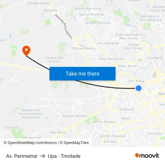 Av. Perimetral to Upa - Trindade map
