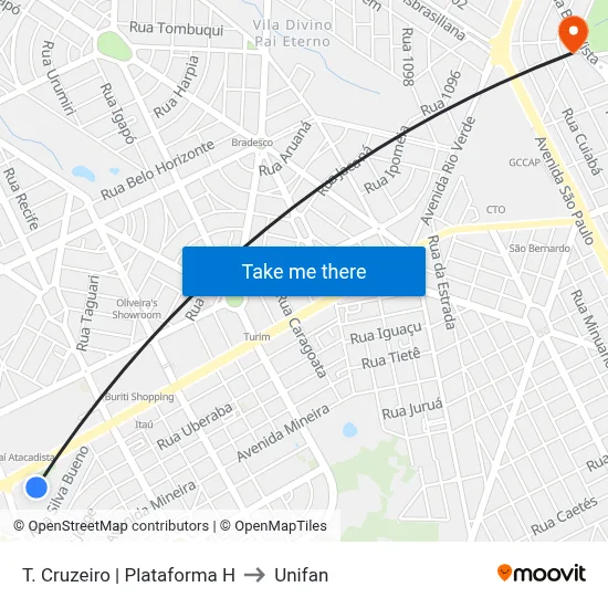 T. Cruzeiro | Plataforma H to Unifan map