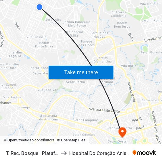 T. Rec. Bosque | Plataforma to Hospital Do Coração Anis Rassi map