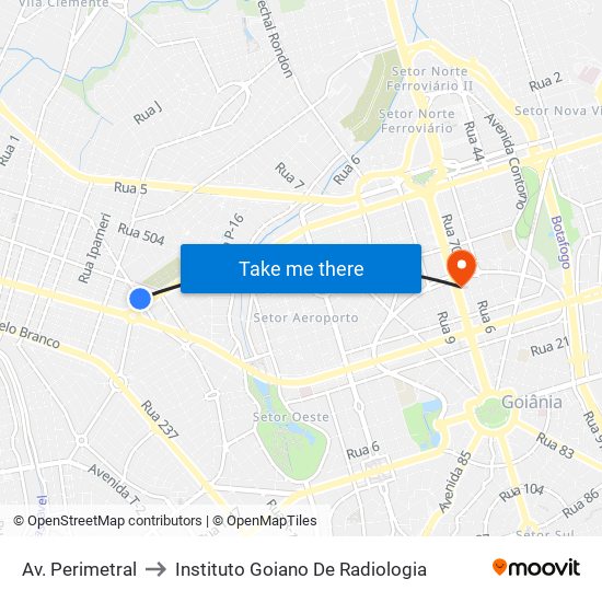 Av. Perimetral to Instituto Goiano De Radiologia map