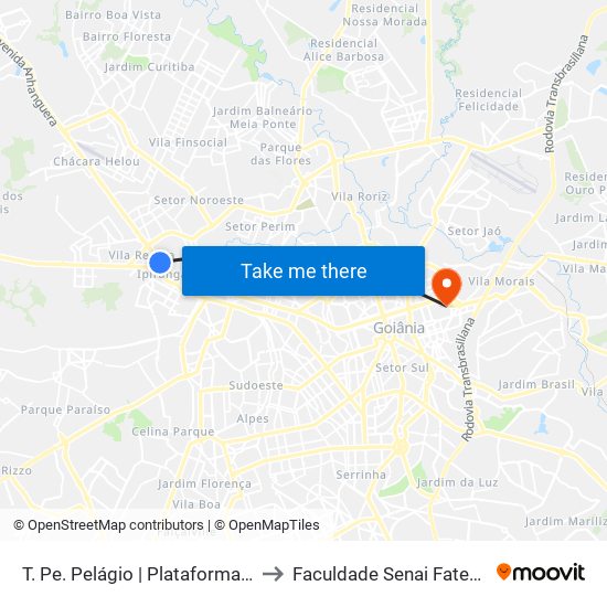 T. Pe. Pelágio | Plataforma D to Faculdade Senai Fatesg map