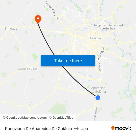 Rodoviária De Aparecida De Goiânia to Upa map