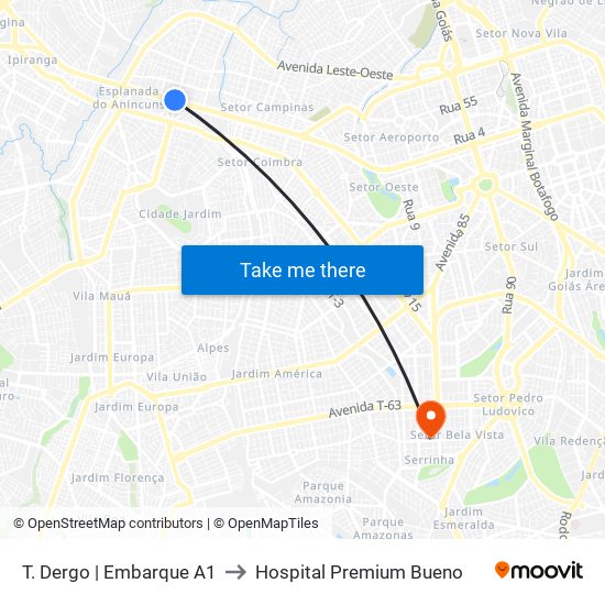 T. Dergo | Embarque A1 to Hospital Premium Bueno map