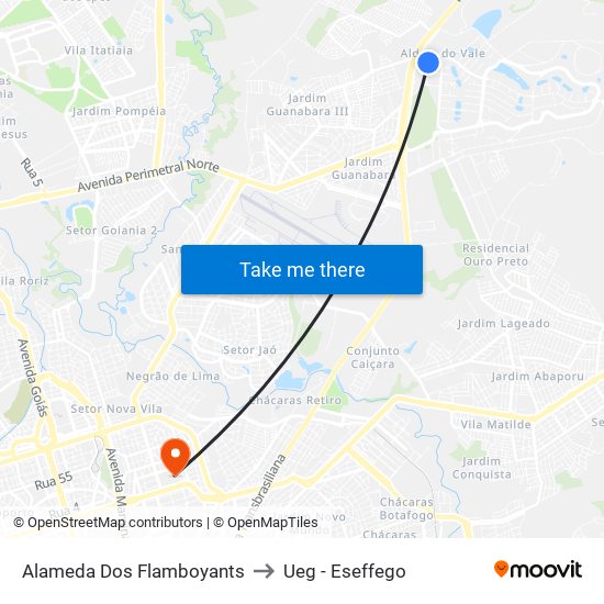 Alameda Dos Flamboyants to Ueg - Eseffego map