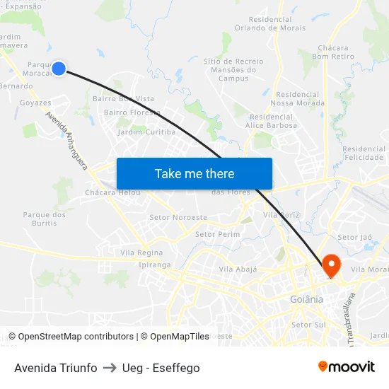 Avenida Triunfo to Ueg - Eseffego map