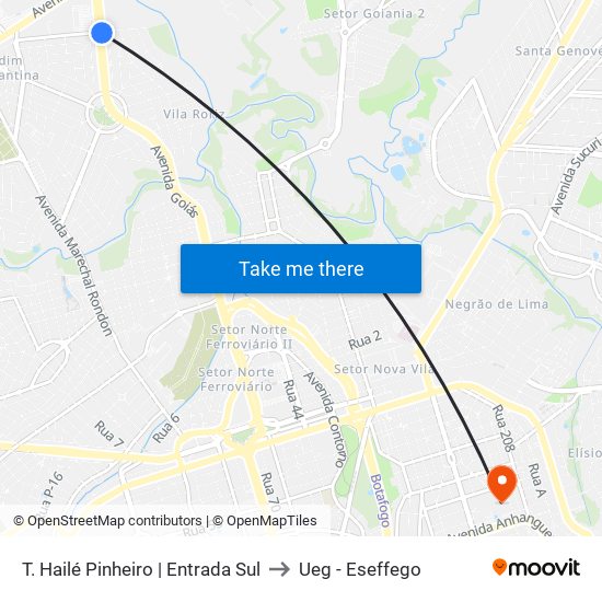 T. Hailé Pinheiro | Entrada Sul to Ueg - Eseffego map