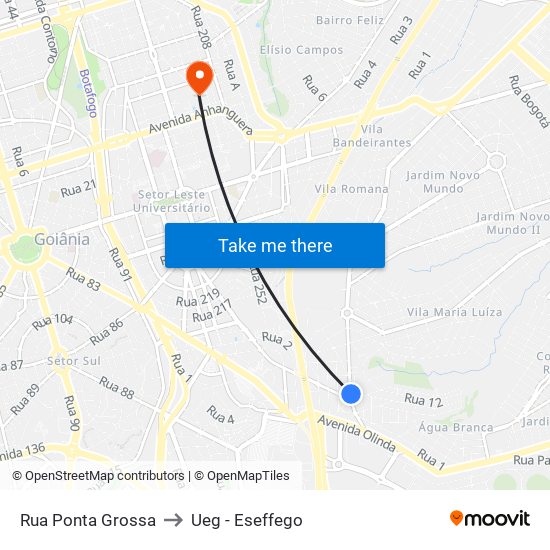 Rua Ponta Grossa to Ueg - Eseffego map