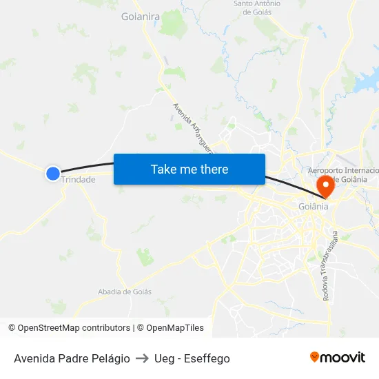 Avenida Padre Pelágio to Ueg - Eseffego map