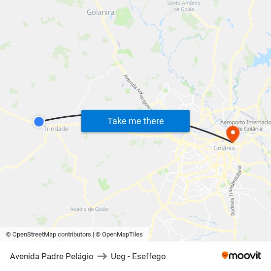 Avenida Padre Pelágio to Ueg - Eseffego map
