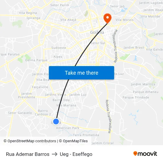 Rua Ademar Barros to Ueg - Eseffego map