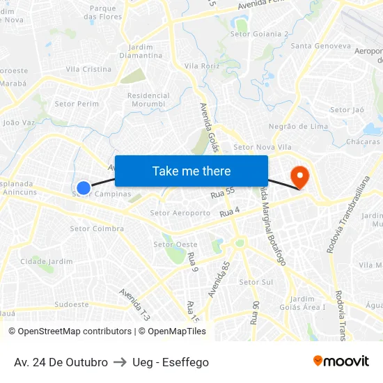Av. 24 De Outubro to Ueg - Eseffego map