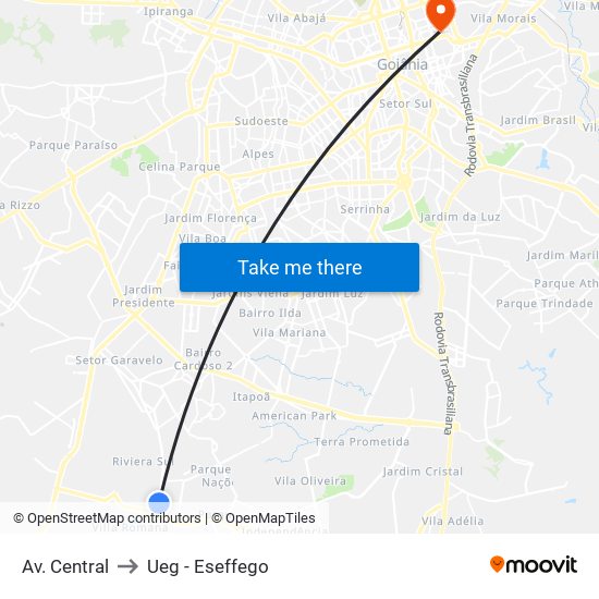 Av. Central to Ueg - Eseffego map