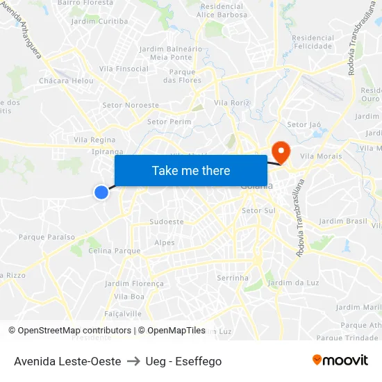 Avenida Leste-Oeste to Ueg - Eseffego map