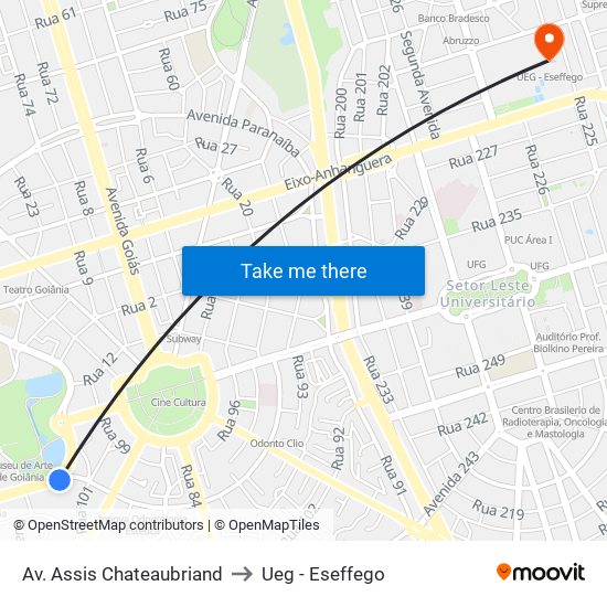 Av. Assis Chateaubriand to Ueg - Eseffego map