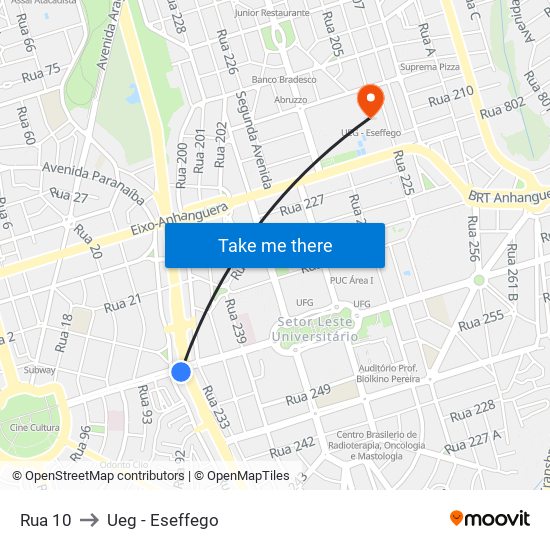 Rua 10 to Ueg - Eseffego map