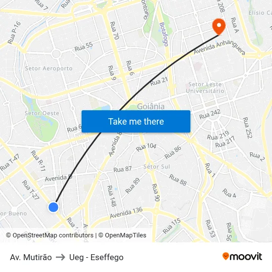 Av. Mutirão to Ueg - Eseffego map