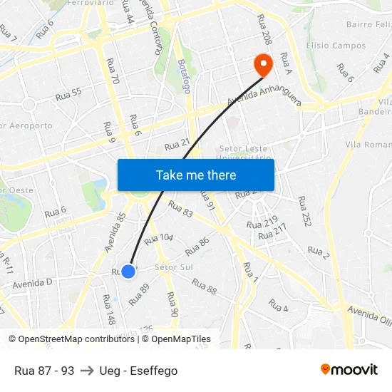 Rua 87 - 93 to Ueg - Eseffego map