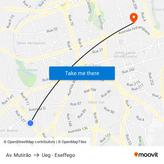 Av. Mutirão to Ueg - Eseffego map